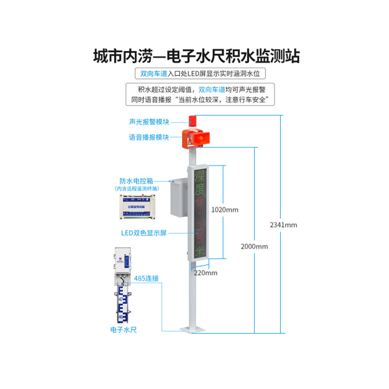 電子水尺積水監(jiān)測站能夠實時監(jiān)測積水深度和水位變化